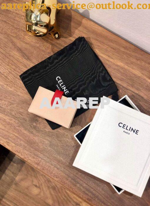 Replica Celine Accordeon Card Holder In Grained Calfskin 10B693 10