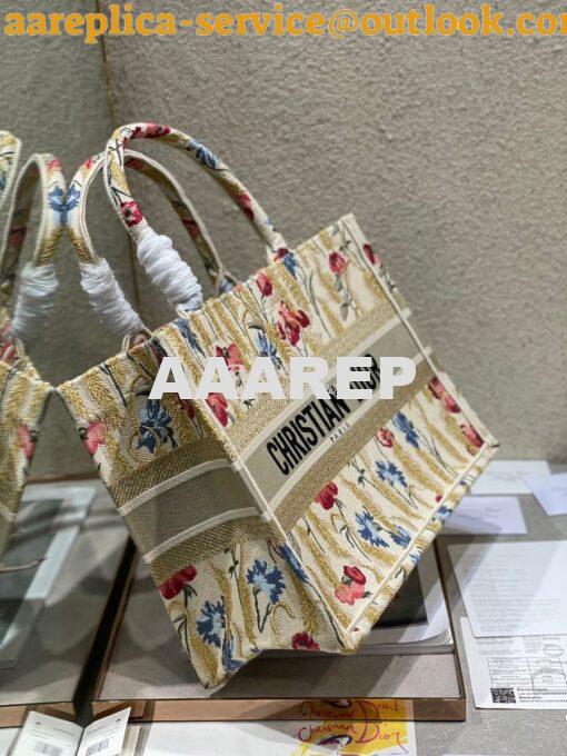 Replica Dior Book Tote M1286 Beige Multicolor Dior Hibiscus Metallic T 14