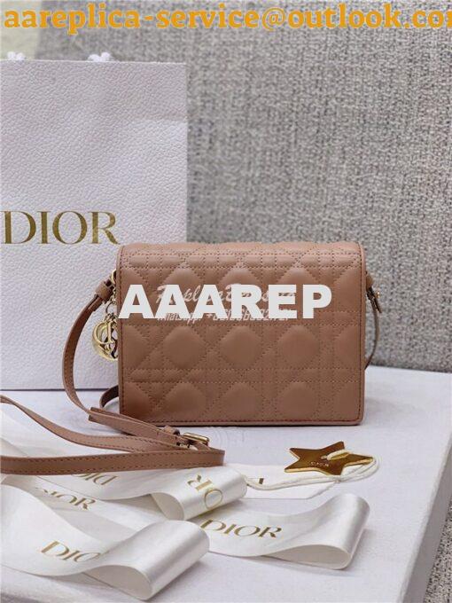 Replica Dior Lady Dior Pouch Lambskin Cannage S0855 Nude