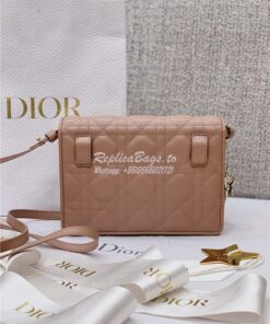 Replica Dior Lady Dior Pouch Lambskin Cannage S0855 Nude 2