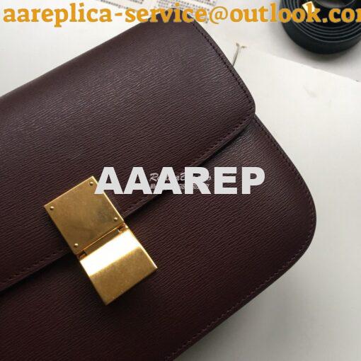 Replica Celine Classic Box Bag in Calfskin with Cork Effect Maroon 2