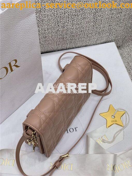 Replica Dior Lady Dior Pouch Lambskin Cannage S0855 Nude 5