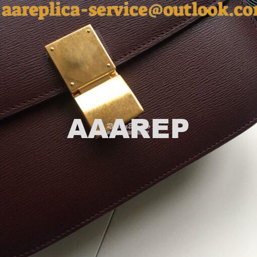 Replica Celine Classic Box Bag in Calfskin with Cork Effect Maroon 3