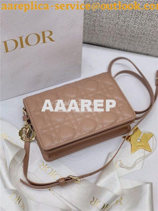 Replica Dior Lady Dior Pouch Lambskin Cannage S0855 Nude 6