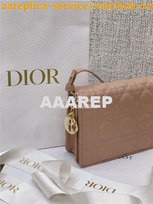 Replica Dior Lady Dior Pouch Lambskin Cannage S0855 Nude 9