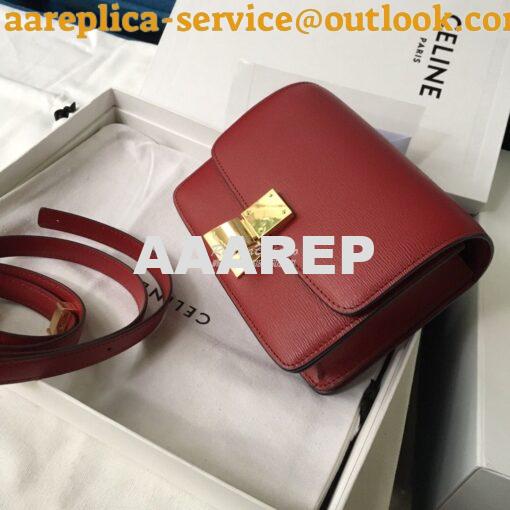 Replica Celine Classic Box Bag in Calfskin with Cork Effect Red 2