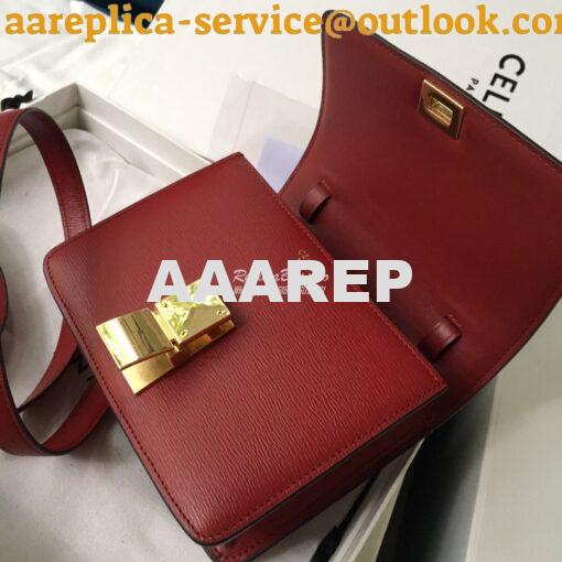 Replica Celine Classic Box Bag in Calfskin with Cork Effect Red 3