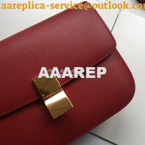 Replica Celine Classic Box Bag in Calfskin with Cork Effect Red 7