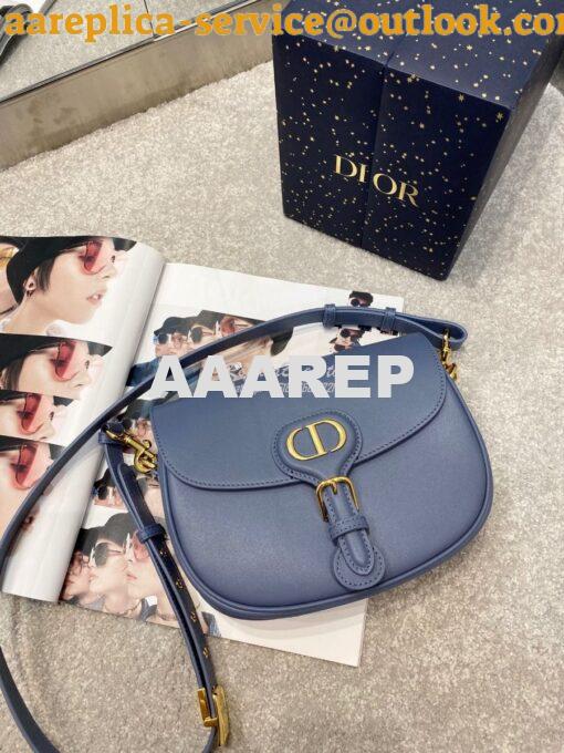 Replica Dior Bobby Bag in Denim Blue Box Calfskin M9319U 3