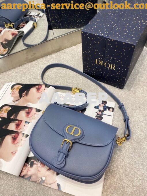 Replica Dior Bobby Bag in Denim Blue Box Calfskin M9319U 4