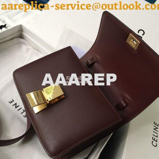 Replica Celine Classic Box Bag in Calfskin with Cork Effect Maroon 14