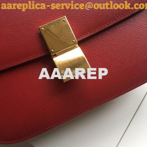 Replica Celine Classic Box Bag in Calfskin with Cork Effect Red 8