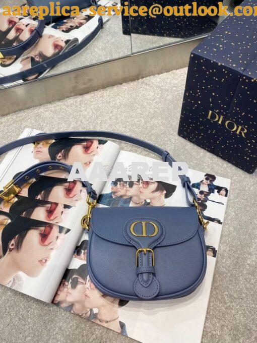 Replica Dior Bobby Bag in Denim Blue Box Calfskin M9319U 13