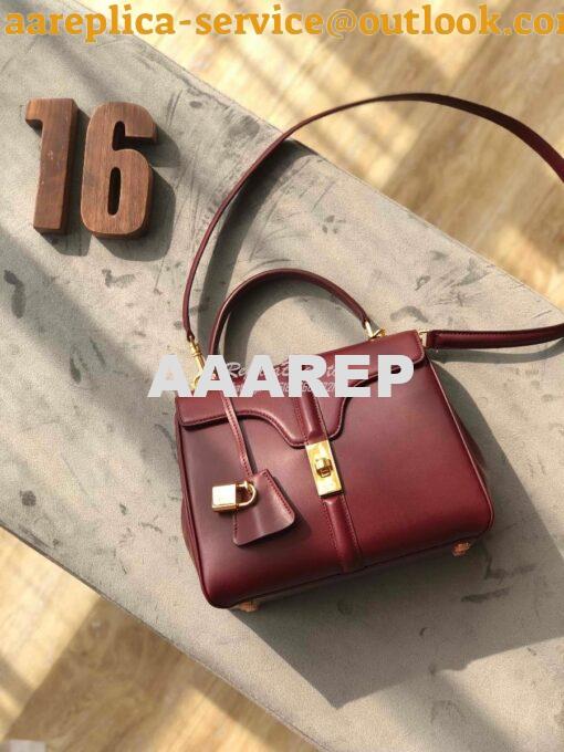 Replica Celine 16 Bag In Satinated Calfskin 187373 2 Sizes Light Burgu 10