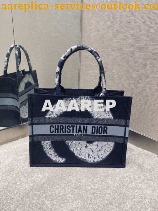 Replica Dior Book Tote bag Embroidered Canvas with Blue Multicolour Ti 13