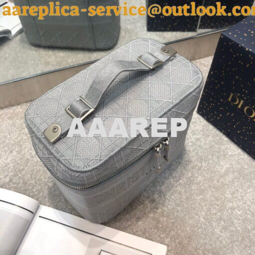 Replica Dior Travel Vanity Bag Light Gray Cannage Embroidery S5417 3