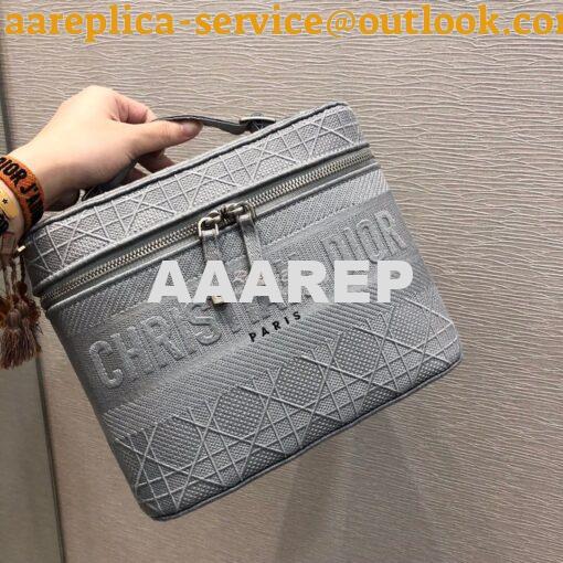 Replica Dior Travel Vanity Bag Light Gray Cannage Embroidery S5417 5