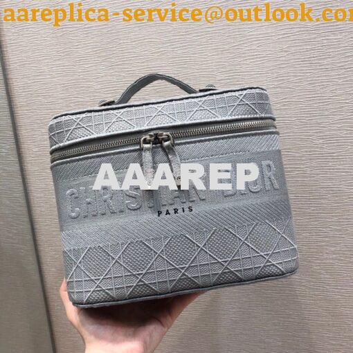 Replica Dior Travel Vanity Bag Light Gray Cannage Embroidery S5417 6