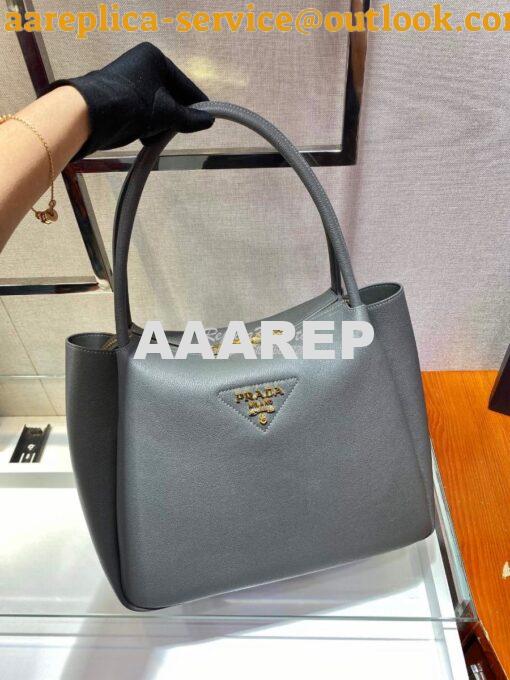 Replica Prada Medium Leather Handbag 1BC142 Grey 3