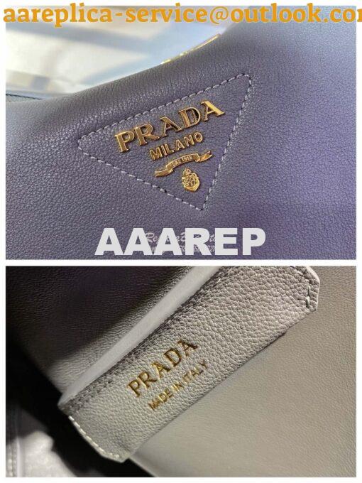 Replica Prada Medium Leather Handbag 1BC142 Grey 6