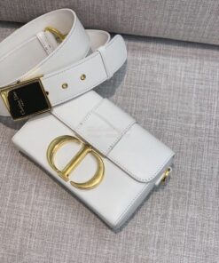 Replica Dior 30 Montaigne Lambskin Box Bag M9204 in White 2