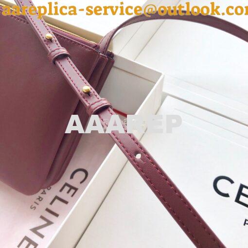 Replica Celine Trio Bag in Smooth Lambskin 187603 Burgundy 4