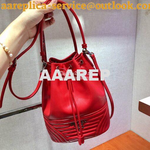 Replica Prada Leather Diagrammed Bucket bag 1bh038 Red