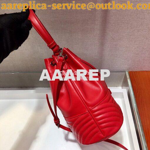 Replica Prada Leather Diagrammed Bucket bag 1bh038 Red 6