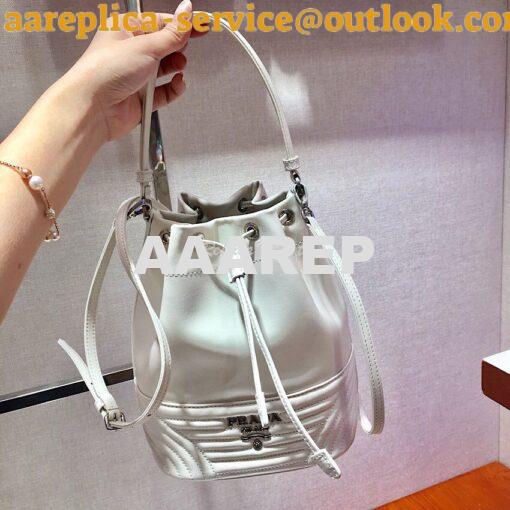 Replica Prada Leather Diagrammed Bucket bag 1bh038 White