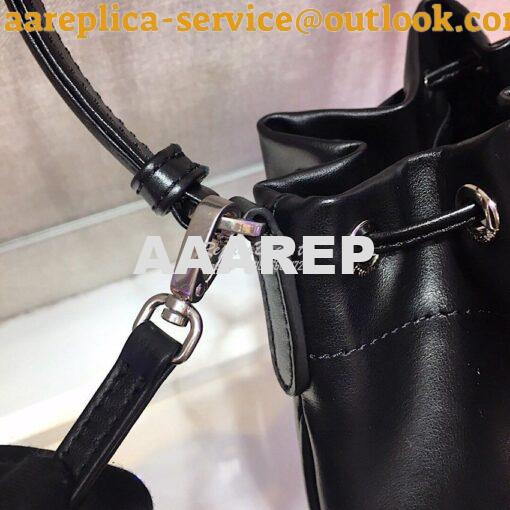 Replica Prada Leather Diagrammed Bucket bag 1bh038 Black 6