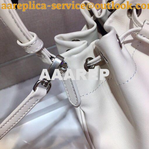 Replica Prada Leather Diagrammed Bucket bag 1bh038 White 5