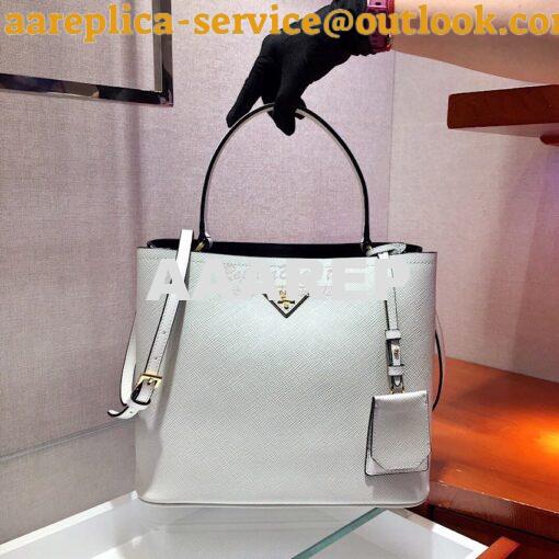 Replica Prada Panier Saffiano Leather Bag 1BA211 White