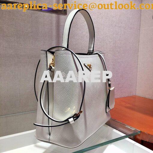 Replica Prada Panier Saffiano Leather Bag 1BA211 White 2