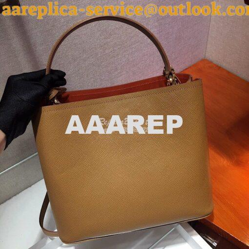 Replica Prada Panier Saffiano Leather Bag 1BA211 Brown 7