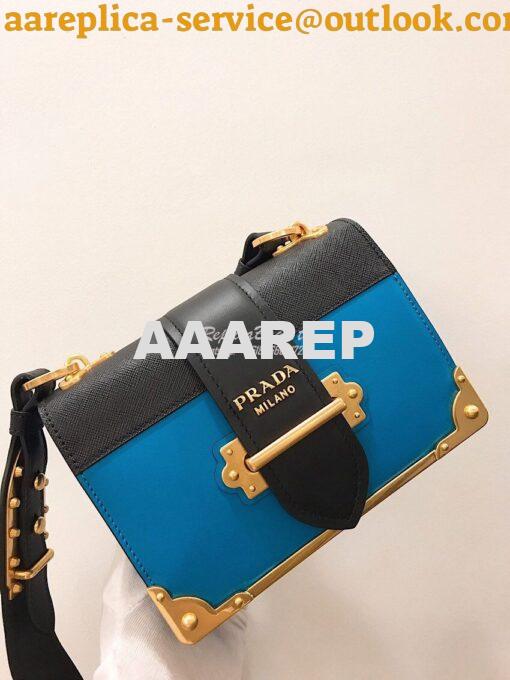 Replica Prada Cahier Leather Bag 1BD045 Blue 2