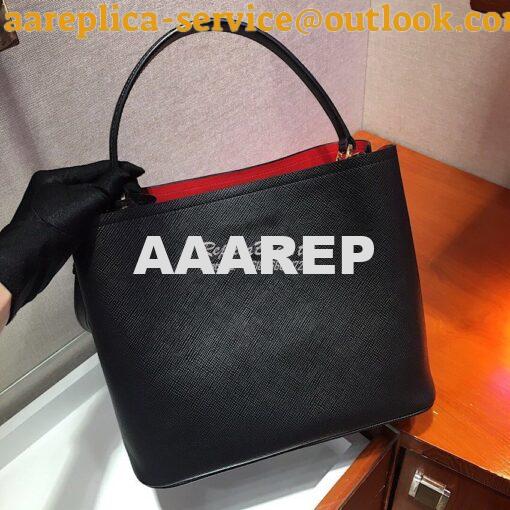 Replica Prada Panier Saffiano Leather Bag 1BA211 Black 7