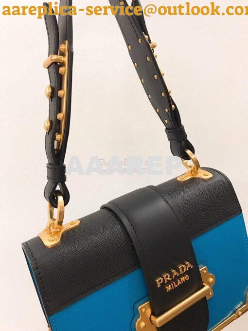 Replica Prada Cahier Leather Bag 1BD045 Blue 4