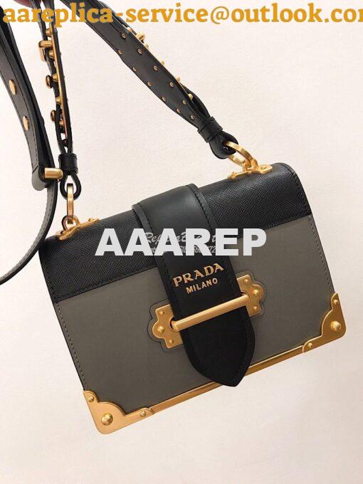 Replica Prada Cahier Leather Bag 1BD045 Grey