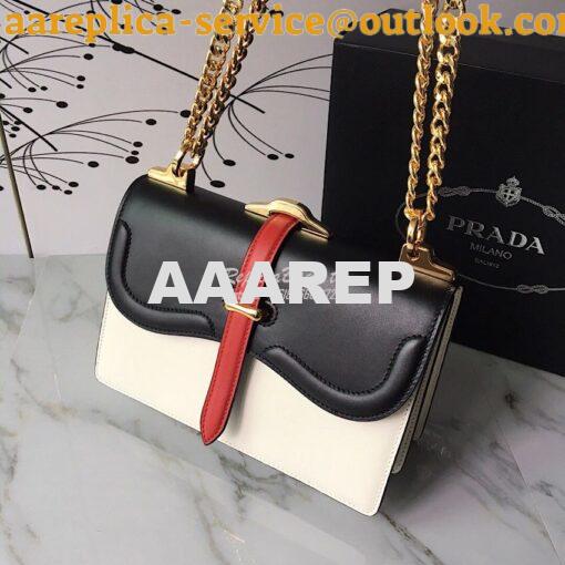 Replica Prada Belle Leather Shoulder Bag 1BD188 White 3