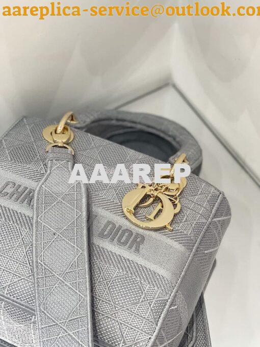 Replica Dior Medium Grey Lady D-lite Embroidered Cannage Bag M0565 4