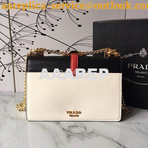 Replica Prada Belle Leather Shoulder Bag 1BD188 White 5