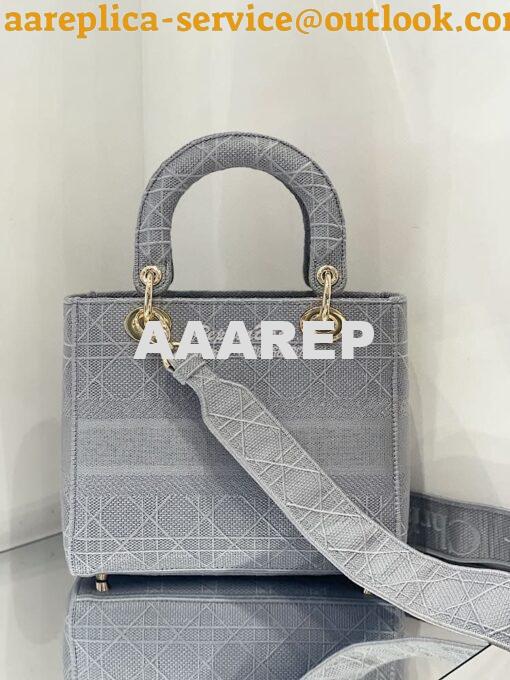 Replica Dior Medium Grey Lady D-lite Embroidered Cannage Bag M0565 10