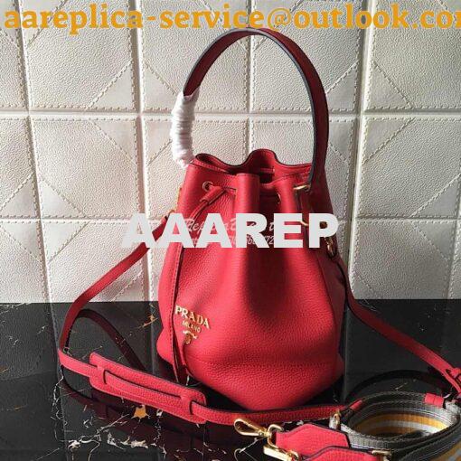 Replica Prada Leather Bucket Bag 1be018 Red 2