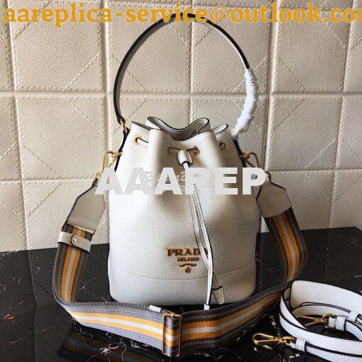 Replica Prada Leather Bucket Bag 1be018 White