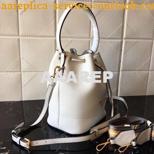 Replica Prada Leather Bucket Bag 1be018 White 2