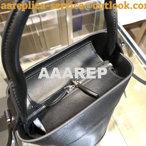 Replica Prada Ouverture Leather Bucket Bag 1BE015 Black 8