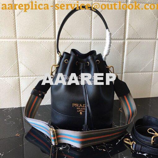 Replica Prada Leather Bucket Bag 1be018 Black