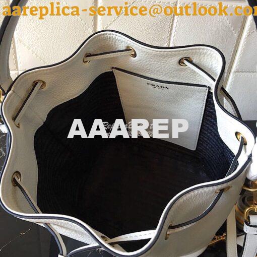 Replica Prada Leather Bucket Bag 1be018 White 4