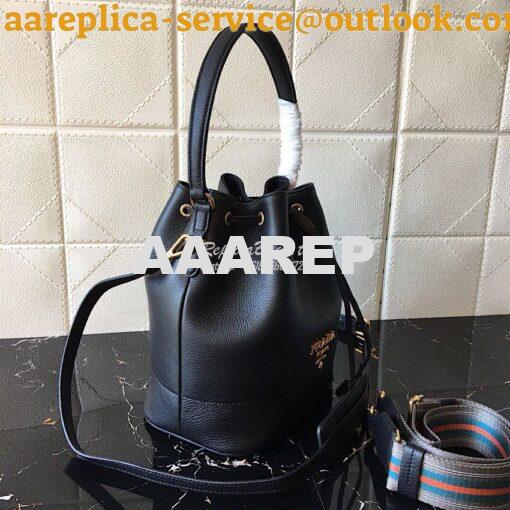 Replica Prada Leather Bucket Bag 1be018 Black 2