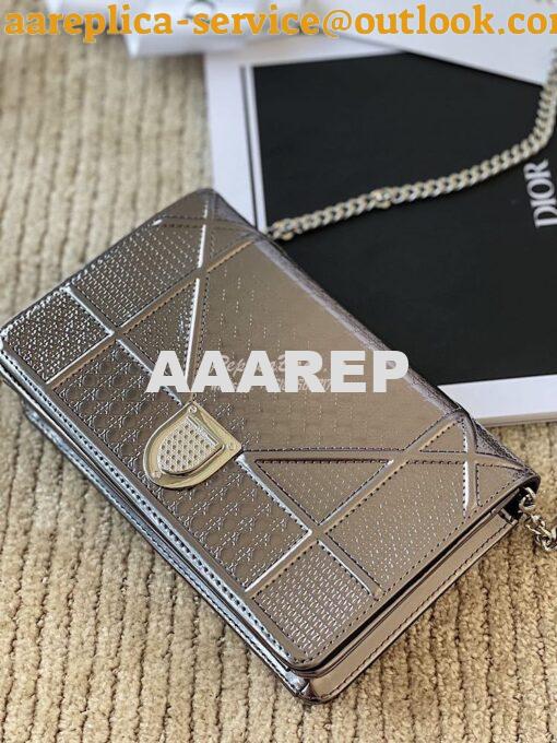 Replica Dior Diorama Pouch In Metallic Onyx Calfskin S0328 2